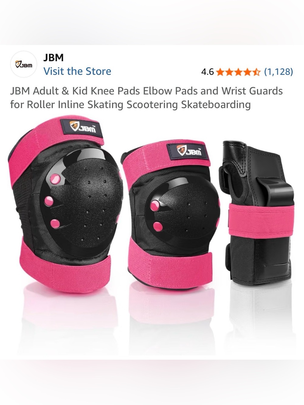 Kids Pink Protective Knee, Elbow and Wrist Guard Set